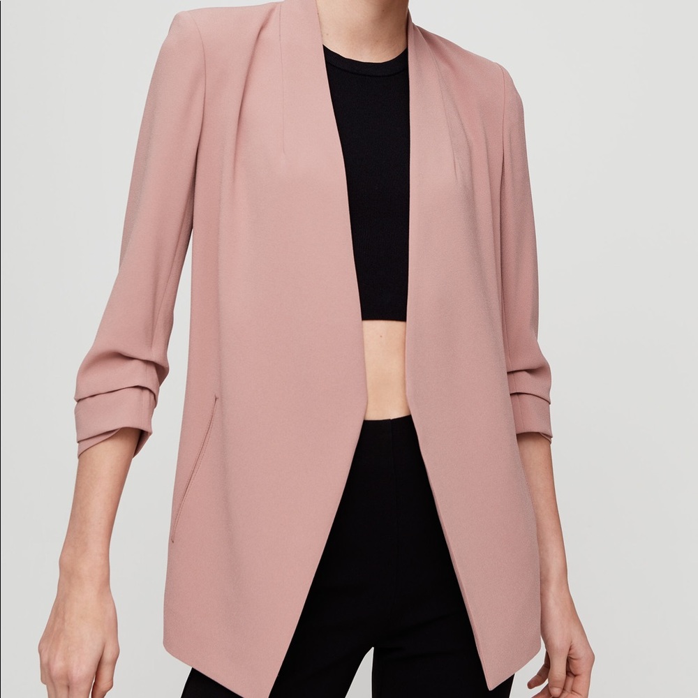 Blush Pink Open Front Women's Blazer Jacket